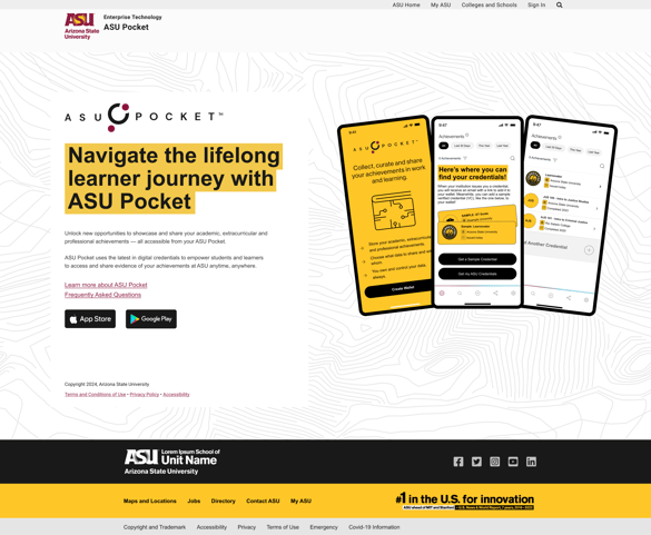 Screenshot of ASU Pocket page