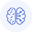 Blue brain icon on a light blue background Blue brain icon on a light blue background