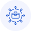 Briefcase with nodes in a circle on a light blue background Briefcase with nodes in a circle on a light blue background