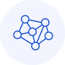 Blue nodes connecting in a graph shape on a light blue background Blue nodes connecting in a graph shape on a light blue background