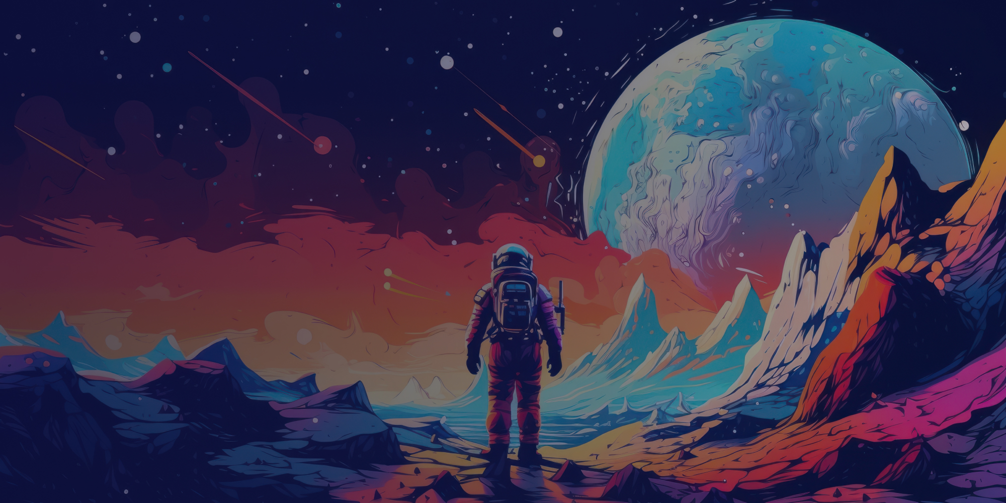 The Future of Learning_ Illustration of an Astronaut on a Planet (dark overlay)